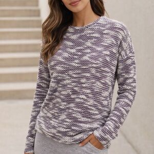 Fabletics Textured Knit Sweater – Purple/White Marled | Size XS